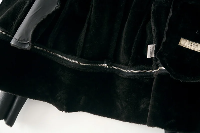 Fitaylor 2020 New Winter Women Sheepskin Coats Thicken Faux Leather Lamb Fur Jackets Hem Detachable Motorcycle Zipper Outerwear