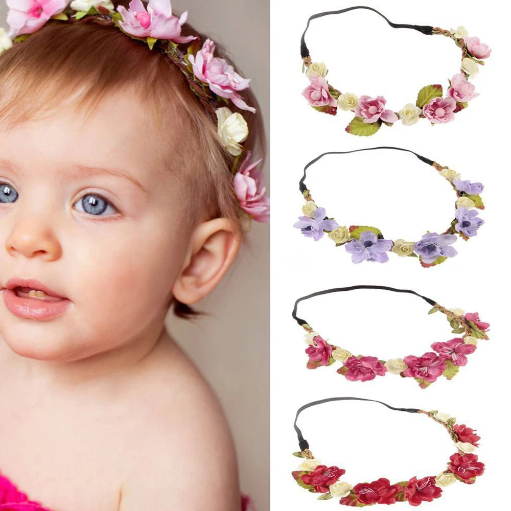 Guirnalda de flores para el pelo para bebé, corona para bebé, fiesta de boda, playa, playa, diadema bonita, accesorios de fotografía