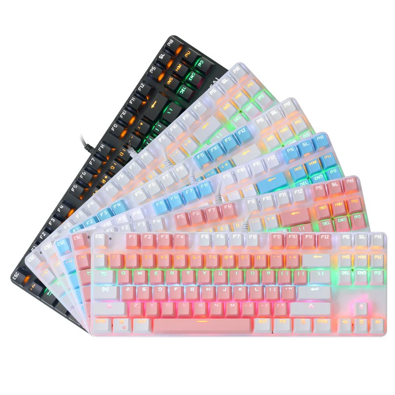 Mecânico de Jogos Teclado com Fio para Pro Teclado Teclas Jogo Anti-fantasma Interruptor Azul Cor Backlit Gamer Computador Portátil 87 - Imagem 5