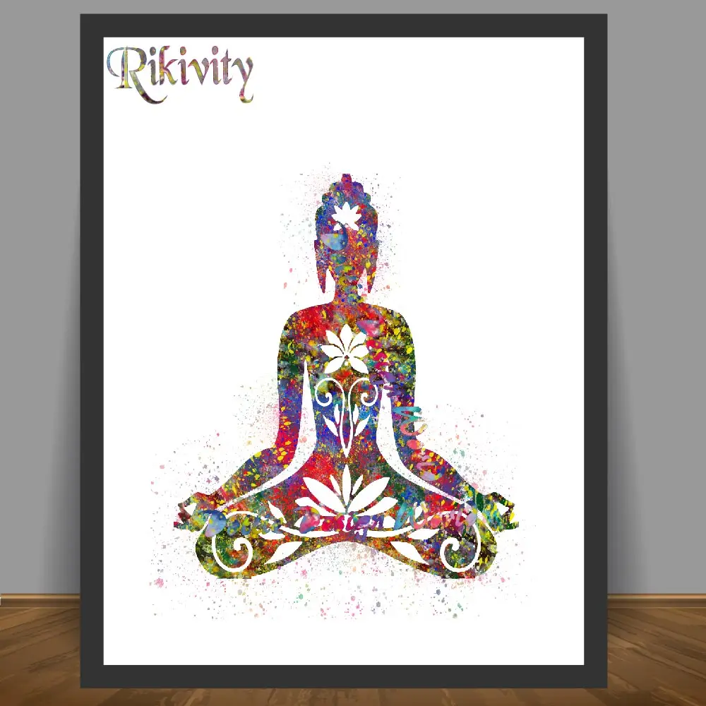 Rikivity Original Om Buda Floral Yoga Poster Imprime Fotos Lienzo