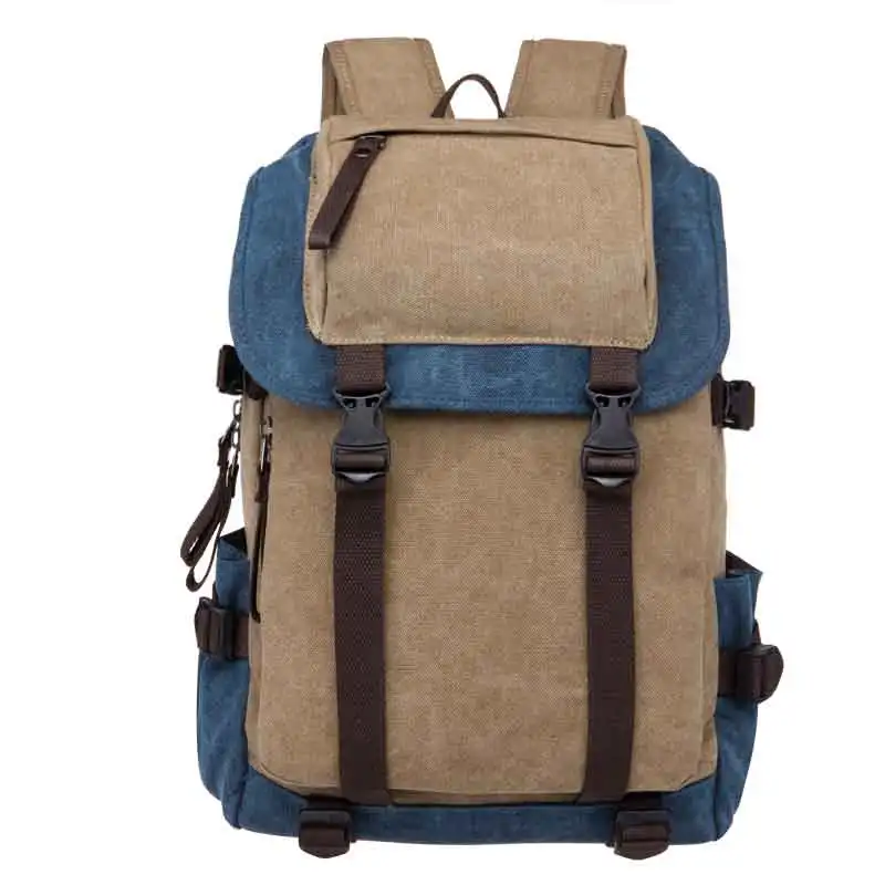 Khaki with dark blue MARKROYAL модный вышитый цветной женский холщовый рюкзак в студенческом стиле, женский рюкзак большой емкости, Студенческая школьная сумка - Цвет: Khaki with dark blue