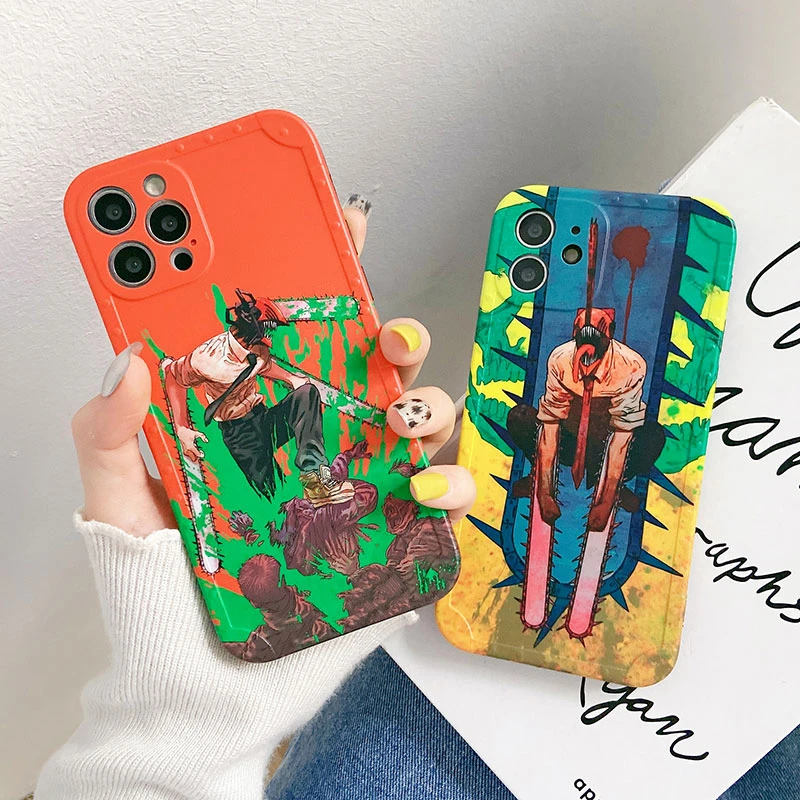 best iphone 13 pro max case Cute Cartoon Chainsaw Man Pattern Phone Case For IPhone 13 12 Pro Max 11 X XS XR XSMAX SE2020 7 8 Plus Shockproof Silicone Cover best case for iphone 13 pro max