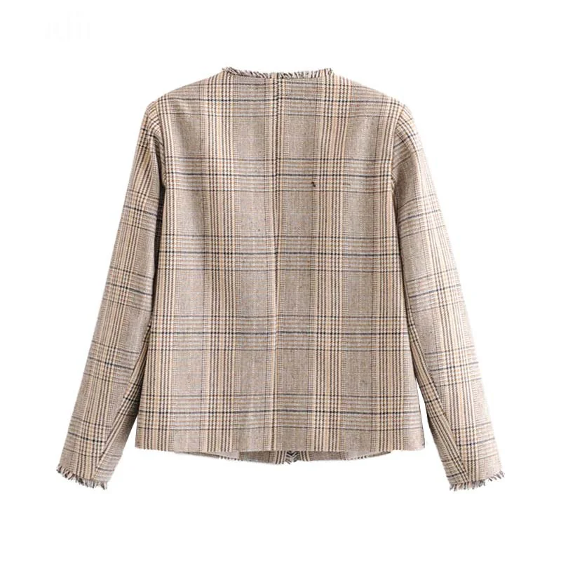 Tweed Jacket Women 2019 Fall Houndstooth Tassel Patchwork Short Jackets Chic Long Sleeve Women Blazer Elegant Pockets Lady Coats Tweed Jacket Women 2019 Fall Houndstooth Tassel Patchwork Short Jackets Chic Long Sleeve Women Blazer Elegant Pockets Lady Coats