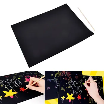 

Baby Playing Toy 1Pcs A4 Sheets Painting Teaching Tools Set Scratch Paper Magic Scratch Art Painting Paper With Drawing Stick