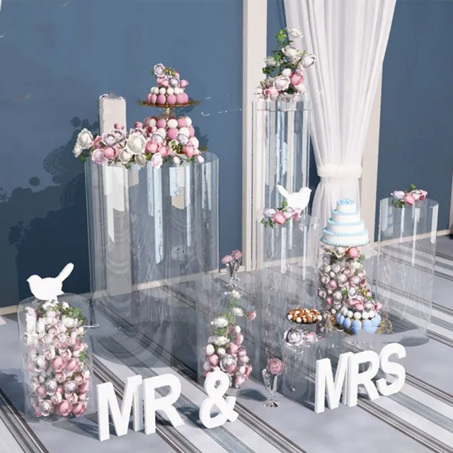 アイテムをオンラインでご 柱 台座 シリンダー 花 風船 結婚式 誕生日 ベビーシャワー用のディスプレイスタンド 3個のアクリル柱 今なら即納 Signature Johaness Com
