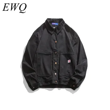 

EWQ / men's wear can ship 2020 spring Lapel Loose Coat Embroidery Three-dimensional big Pocket Work Clothes Jacket casual 9Y799