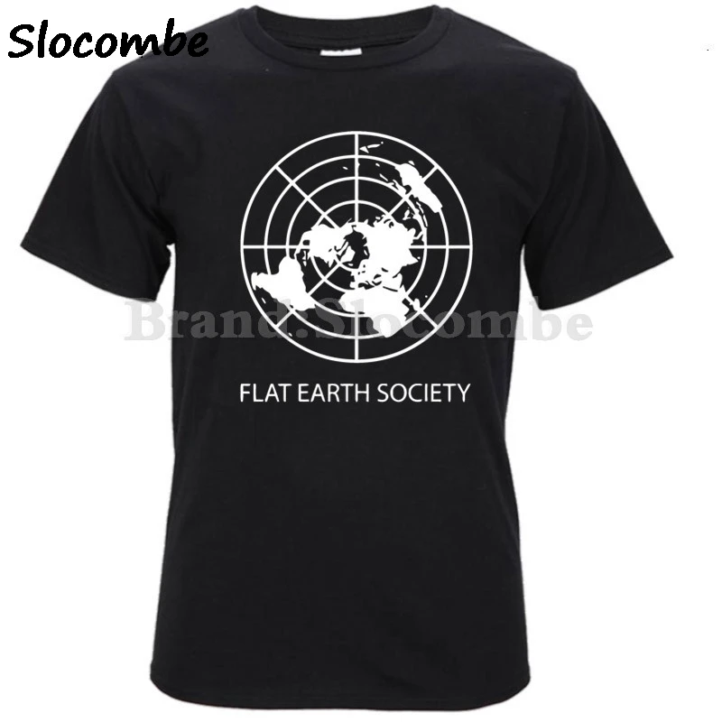 2018 authentic men t shirt funny Spring Dress Flat Earth Society t-shirt fitness regular tshirt for top tee |