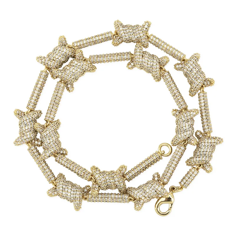 Bling Iced Out с узором в виде узелка, ожерелье на цепочке с зубцами, AAA кубический циркон, модные ювелирные изделия в стиле хип-хоп, подарки - Окраска металла: Золотой цвет