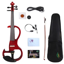 Yinfente 4/4 электрическая скрипка красного цвета ручная работа сладкий тон Бесплатный чехол+ Бант# EV2