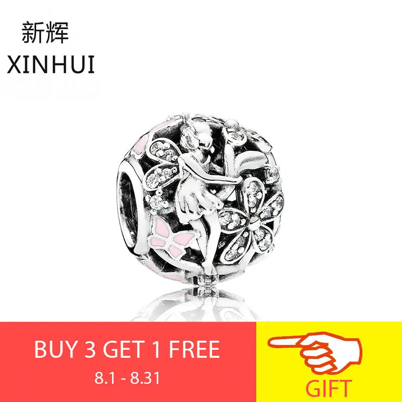 

Starland Fashion 925 Sterling Silver Dazzling Daisy Fairy Charm Pink Enamel Clear CZ Beads Fit Original Bracelet Women Jewelry