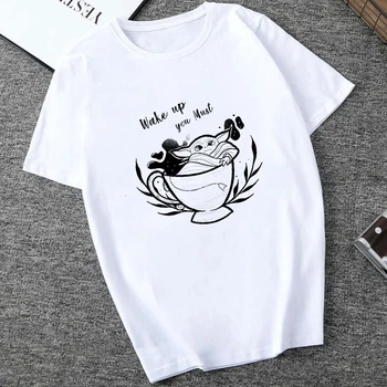 

Showtly You Must Wake Up Letter STAR WARS Men/Women Cute Tiny Yoda Printed T-shirt Fantastic Mandalorian Baby Design Tops