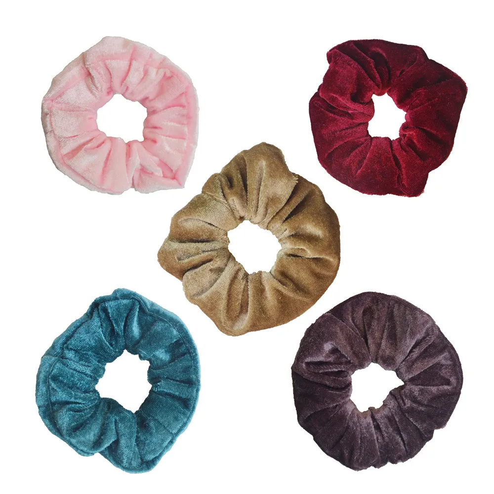 

5 Pcs Velvet Elastic Hair Bands Scrunchy Ties Ropes Scrunchie for Women or Girls Accessories Whoelsale
