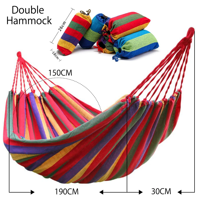 Double Wide Thick Canvas Hammock Portable Hammock Outdoor Single Double Anti-rollover Swing Outdoor Indoor Household Hammock