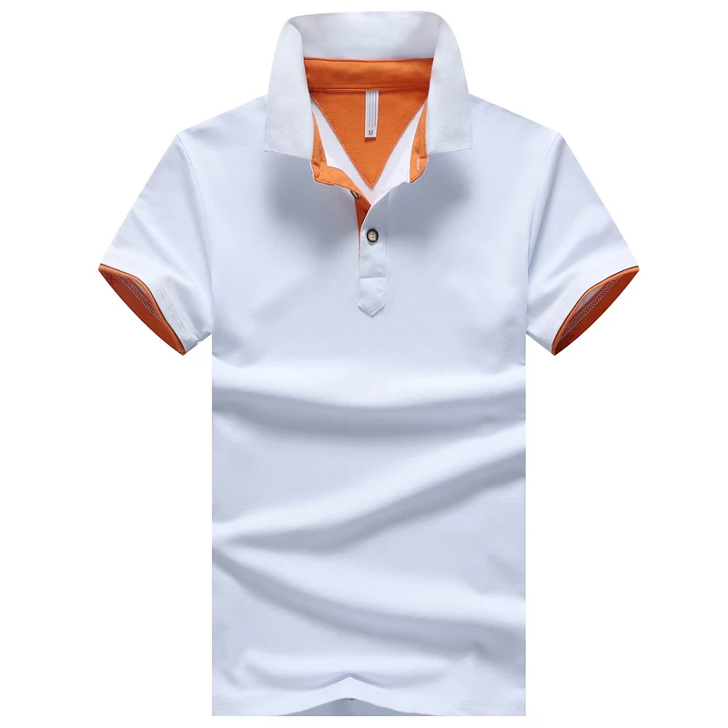Фирменная новинка, Мужская рубашка поло, высокое качество, мужская повседневная хлопковая рубашка с коротким рукавом, летняя мужская рубашка Поло размера плюс 4XL - Цвет: white orange