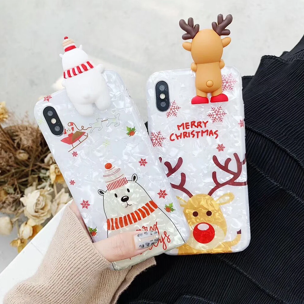 

LOVECOM 3D Animal Cartoon Christmas Phone Case For iPhone 11 Pro Max XR X XS Max 7 8 Plus Soft IMD Dream Shell Phone Cover Gift
