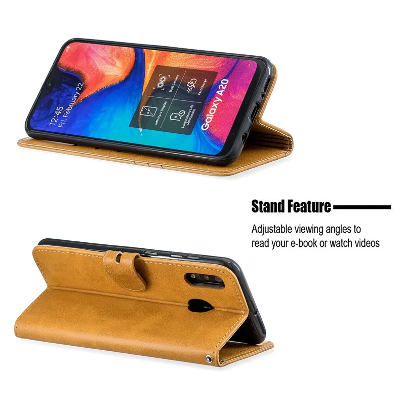 Чехол-книжка из искусственной кожи SUEF для samsung Galaxy A20 A30 A205, 4 широкие чехлы для телефонов, мягкий чехол-бумажник из ТПУ с подставкой и отделением для карт