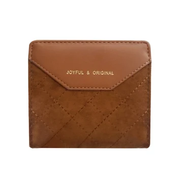 

2020 Leather Women Purse Pocket Ladies Clutch Wallet Women Vintage Short Card Holder Mini Girls Patchwork Diamond Lattice Purse