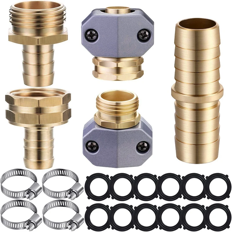 

Garden Hose Connector Hose Mender, Garden Repair Kit with Clamps, 12 Rubber Gaskets for 5/8inch and 3/4inchGarden Hose