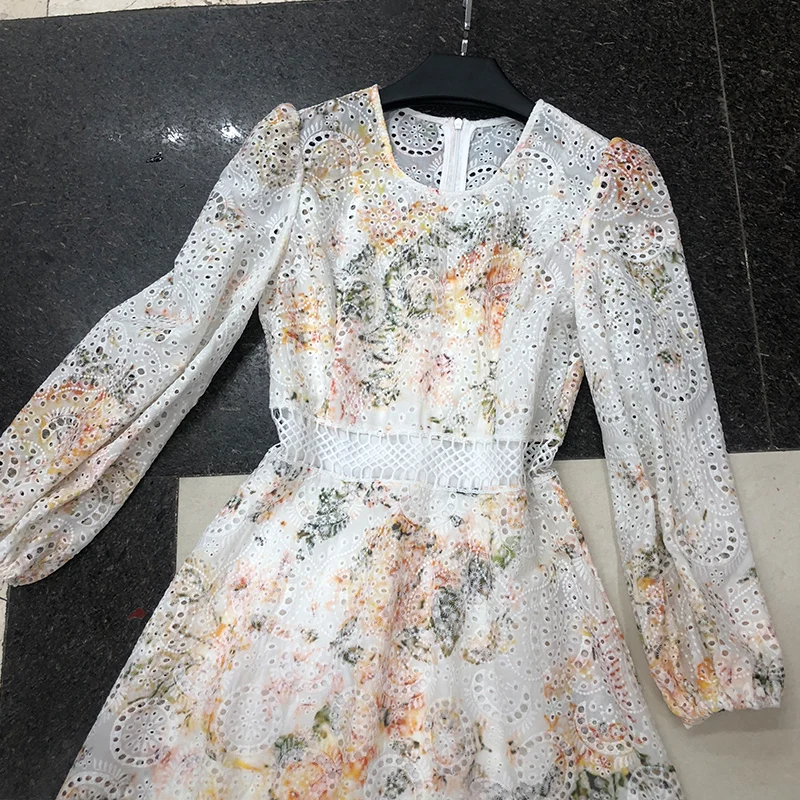 AELESEEN High Quality Lace Dress Runway Fashion