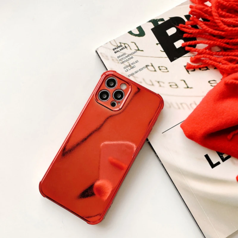 Luxury Gold Plated Electroplated Phone Case For iPhone 12Pro Max 11Pro X XR XS MAX 8 7 Plus Glossy Square Mirror Flip Soft Cover