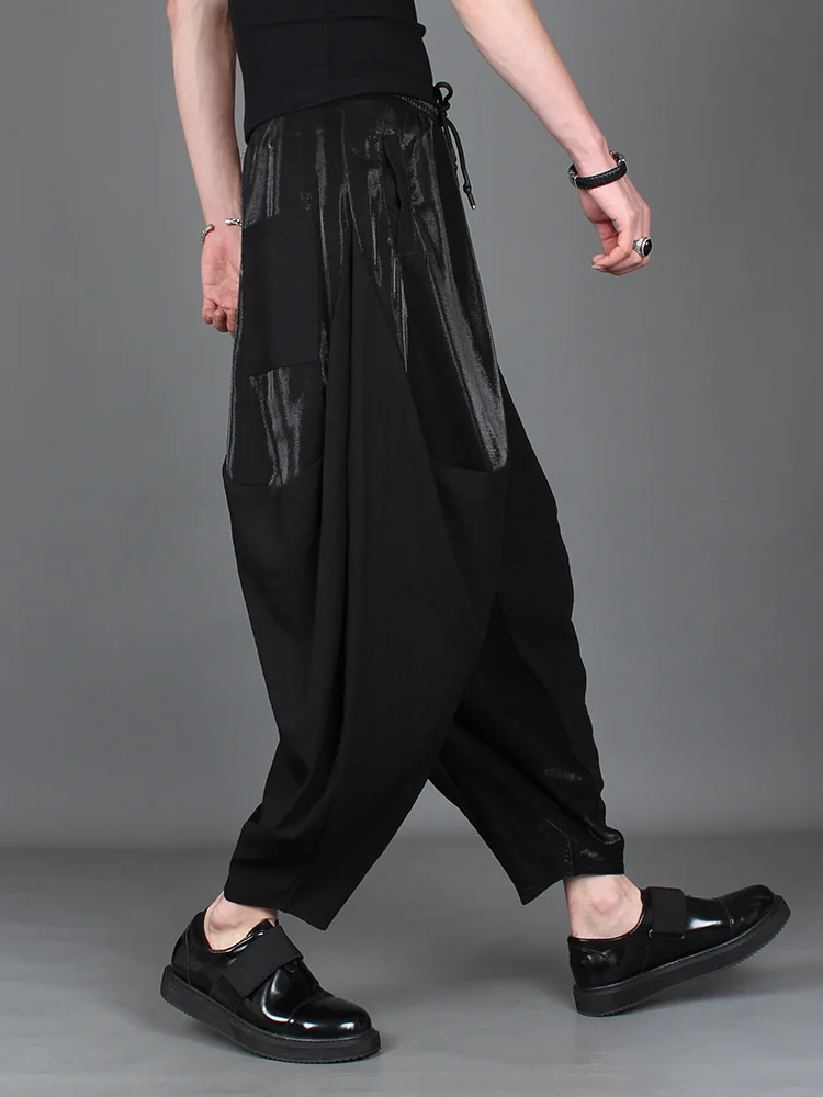 Style brand male dark wind harun trousers spring nine-point trousers loose feet low crotch trousers style hairdresser flying mou harem outfit