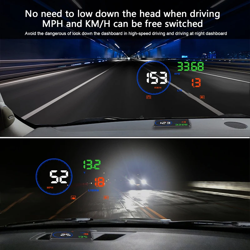 KAJARN HUD 5,5 дюймов OBD2 M9 проектор лобовое стекло дисплей зеркальное соединение автомобиля электронный спидометр напряжение топлива автомобиля головок вверх дисплей