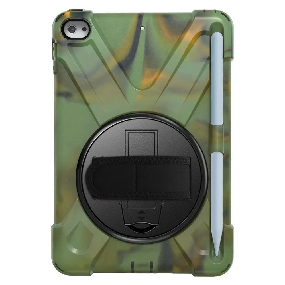 camouflage Детский противоударный чехол для iPad Mini 5 4, вращающийся на 360 градусов, прочный Чехол из поликарбоната с ремешком на руку, чехол-подставка для iPad Mini 4 5, чехол - Цвет: camouflage