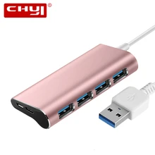 CHYI Aluminum Alloy Hub USB 3.0 4 Port High Speed USB Hab Splitter Rose Gold Adapter For For Macbook PC Computer Accessories