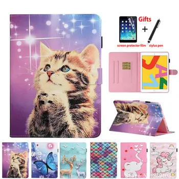 

Coque For iPad 7th Generation Case Cover 10.2 2019 For iPad Pro 10.5 Air 3 2019 Funda Cartoon Cute Cat Butterfly Stand Shell