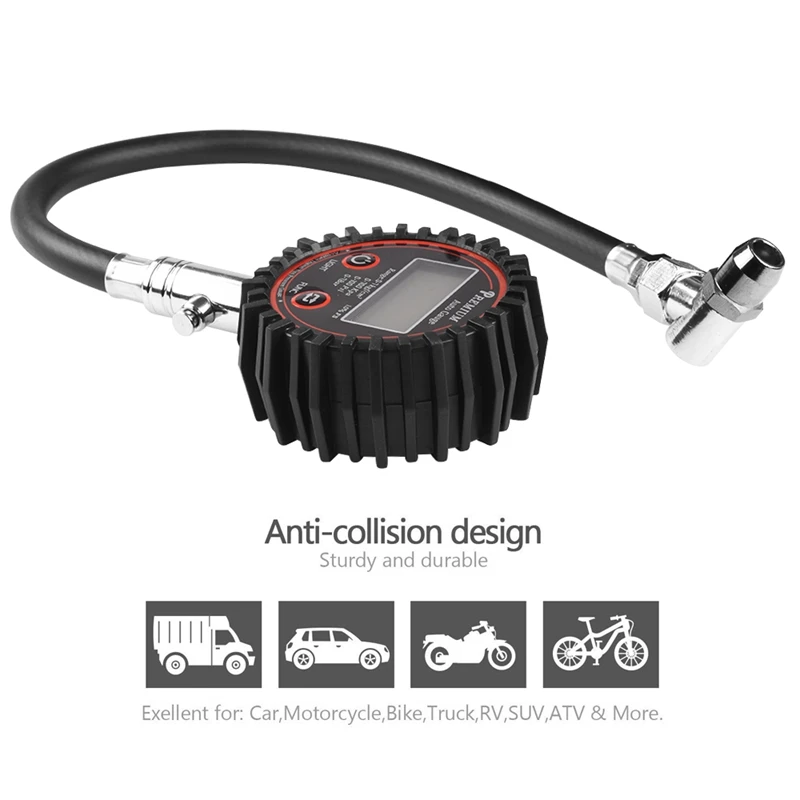 ЖК-дисплей цифровой датчик давления воздуха в шинах 100 фунтов/кв. дюйм Высокая точность барометры инструменты для мониторинга тестер для автомобилей, мотоциклов, велосипедов