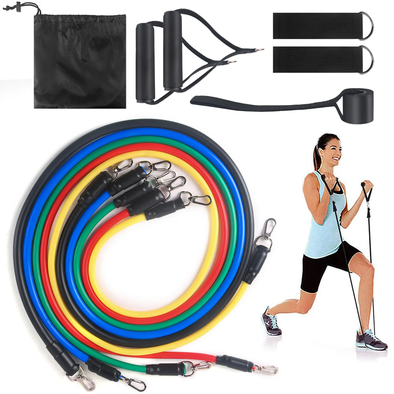 

Fitness Resistance Band Pulling Rope Elastic String Strength Training Set Multi-functional Tension Equipment Five-Color