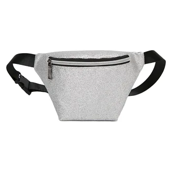 

Portable Sequins PU Leather Waist Bag Ladies Zipper Waterproof Mini Chest Bag Fashion Bling Shiny Pockets