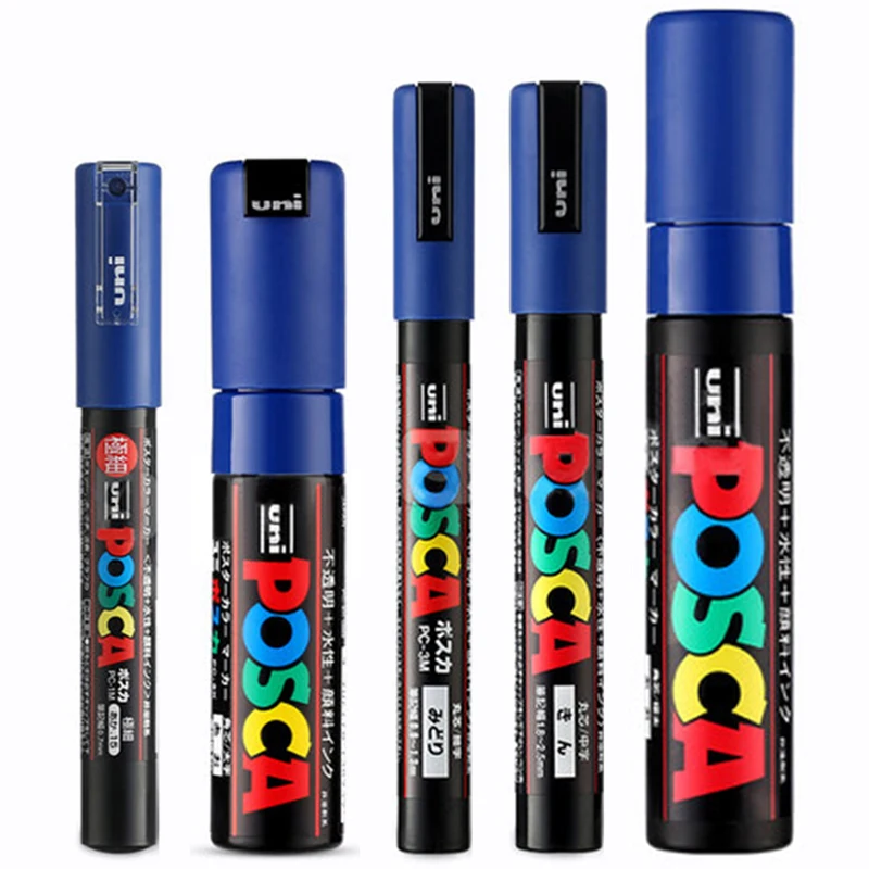 5 шт./компл. UNI Posca Красящие ручки смешанные Mark 5 размеров каждого с 1 ручка PC-1M/3M/5 M/8 K/17 K Краски ing поп плакатов рекламной ручки - Цвет: Синий
