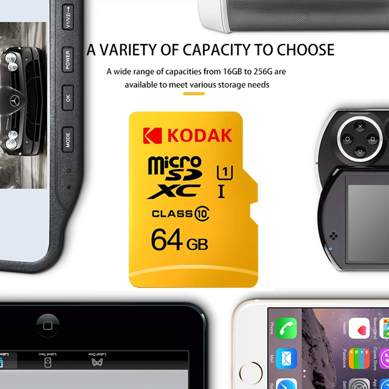 Флэш карта памяти KODAK U1 128 ГБ 64 32 16 Micro SD высокоскоростная TF/SD класса 10 памяти|Карты