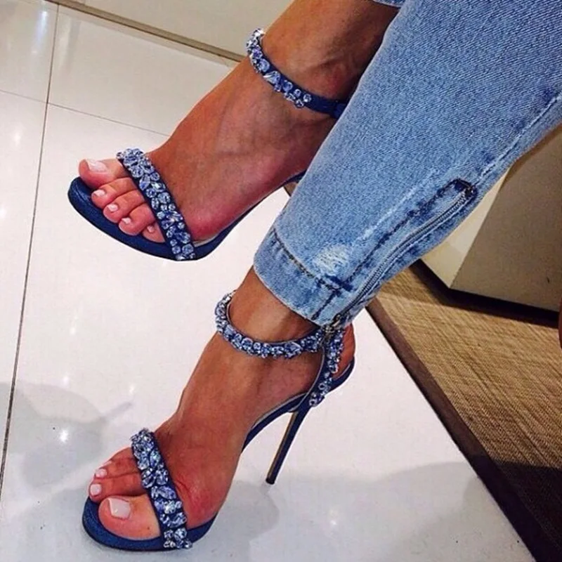 Denim Stiletto Heel Shoes Cut 