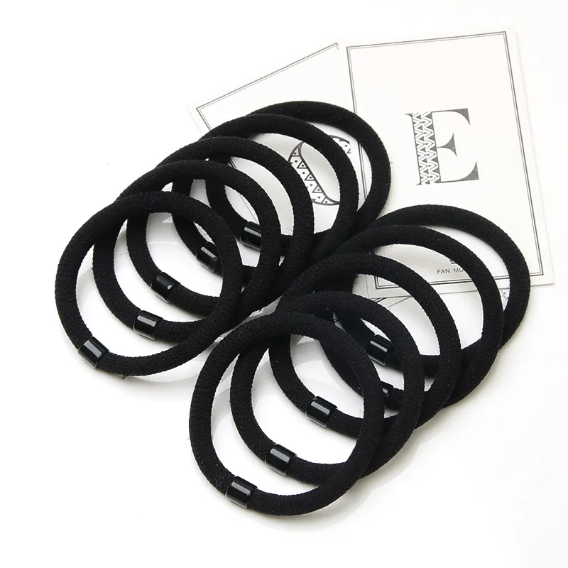 10 high elastic head rope ladies hair rope ponytail clip hair ring does not hurt hair tied head bandage female hair accessories - Цвет: black