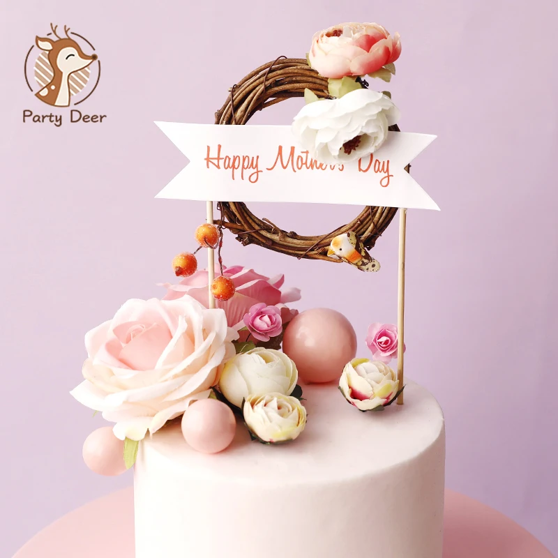 Happy Mothers Day Cake Topper Cake topper Pink Glitter Cake topper Decorative Party Cake Decoration for Mothers Day Pink