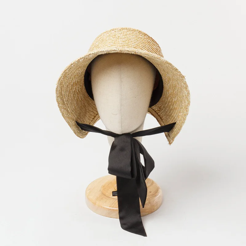 04-HH6024 Parent child style handmade straw Lolita Rural style British holiday kids sun cap children girl leisure hat