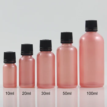 

100ml China Factory Oil Pink Glass Bottle With Black Screw Lid