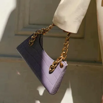 

The new 2020 vintage alar crocodile grain leather chain shape bag niche designers shoulder hand bag