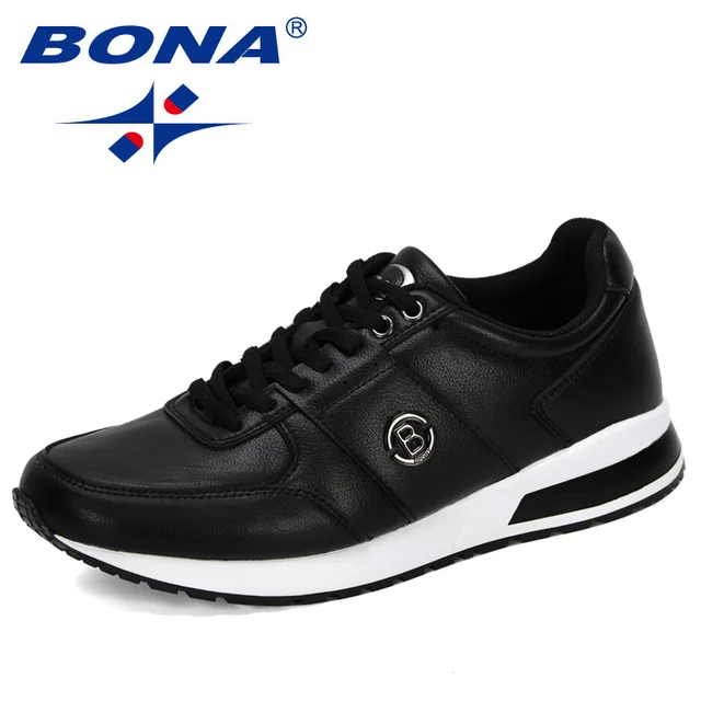 BONA 2020 New Designers Popular Men Casual Shoes Lightweight Loafer Shoes Man Outdoor Leisure Footwear Zapatillas Para Hombre Black