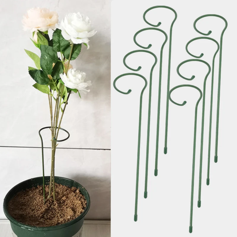 10Pcs Garden Support Stake Ring Metal Garden Plant Supports Single Stem