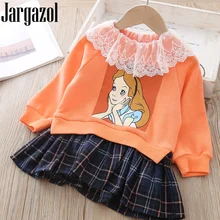 Осеннее платье принцессы для девочек; кружевной свитер с длинными рукавами и рисунком; платье с вышивкой; осенние детские платья для девочек; костюм