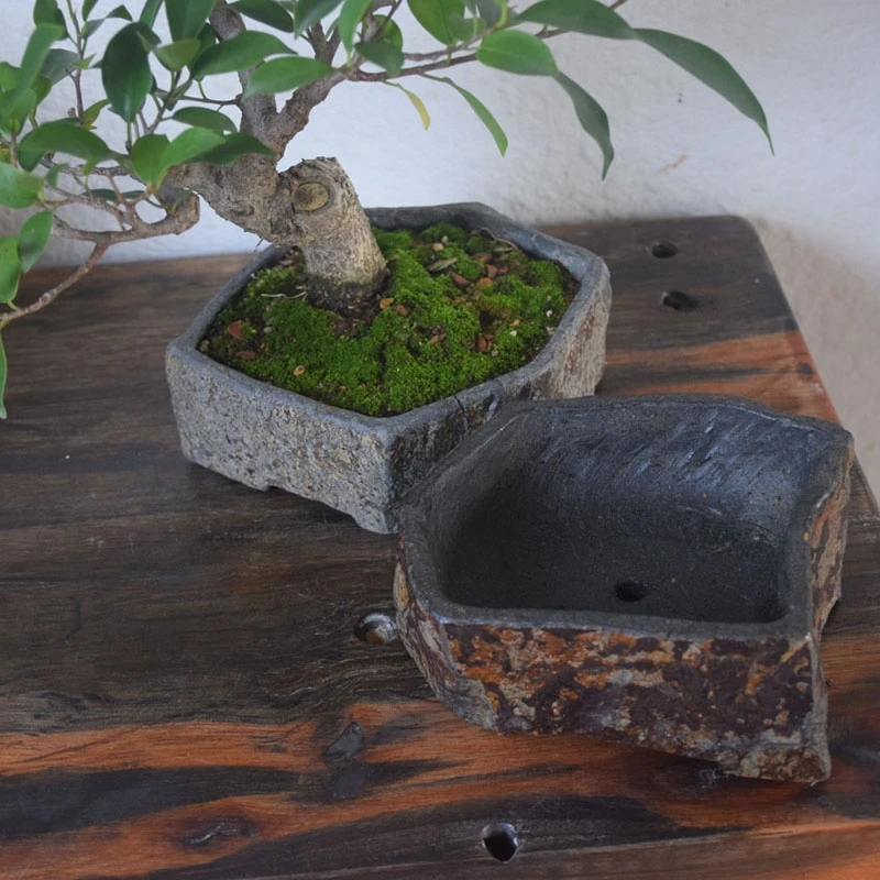 Basalt FlowerPot Succulent Plant Nursery Planter Natral Stone Vase Decoration Home Table Craft Bonsai Garden Decor New Year Gift 3