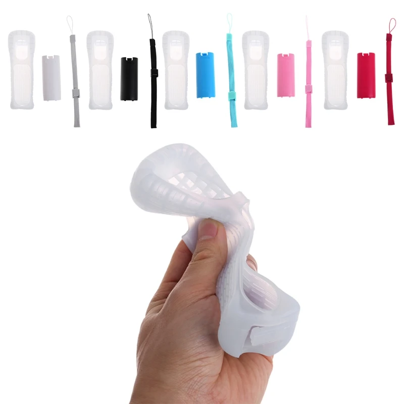 

Protective Silicone Cover Case Battery Back Door Shell Hand Strap Kit Replacement for WII Remote Controller