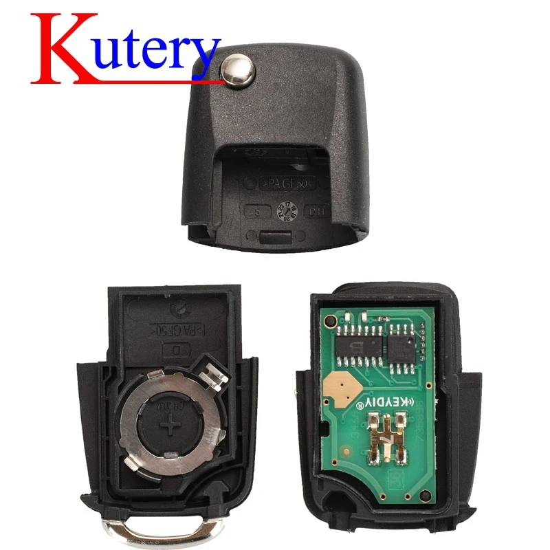 KUTERY UPGRADED FOLDING REMOTE KEY FOB 3 BUTTON 434MHZ ID48 CHIP HU64 BLADE FOR VW VOLKSWAGEN CRAFTER 2E0 959 753 A