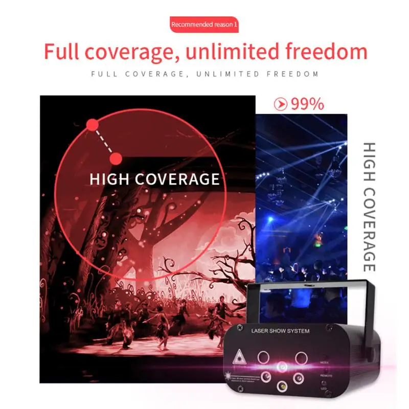 

Mini RGB Laser Projector 48 Pattern Portable Laser Light for DJ Stage Disco Club Good Visual Creating Atmospheric Effect