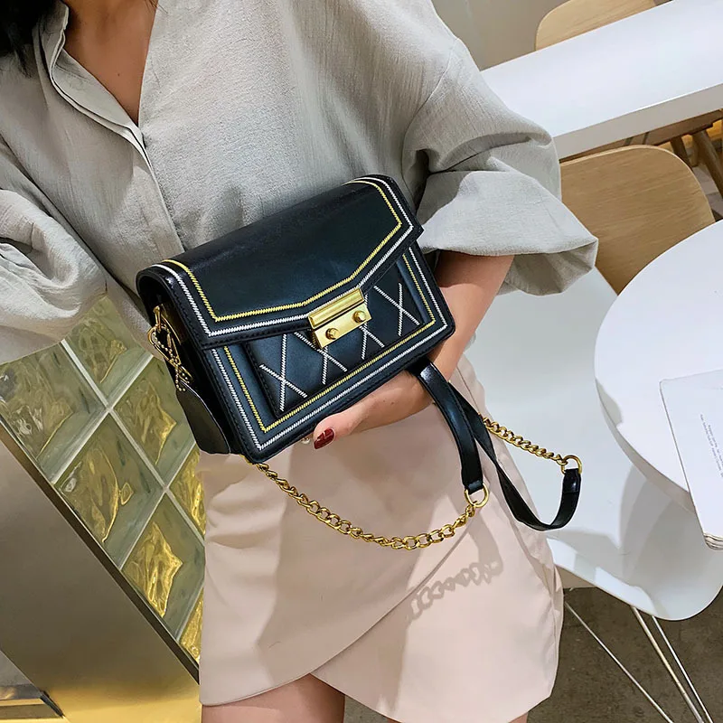 

Small Square Interlayer Zipper Bag Chain Type Hold Nothing Reeb Whole Pu Woman Package handbag womens and purses