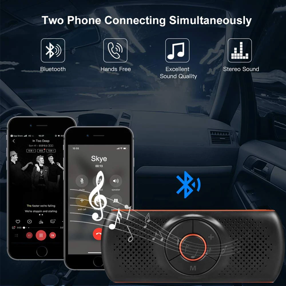 Многофункциональный Bluetooth Автомобильный Громкая связь Bluetooth Hands-free автомобильный комплект Поддержка SIRI помощник MP3-плеер адаптер Bluetooth 4,2