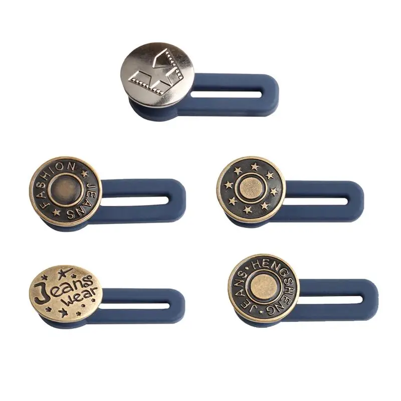 1pc/6Pcs Collar Extenders Metal Buttons Jeans Pants Waist Stretch